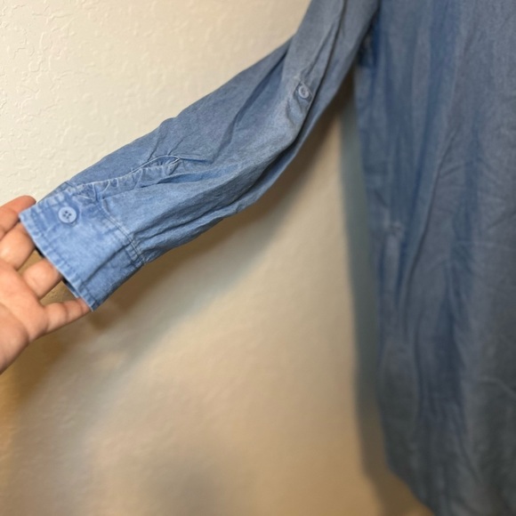 Como Vintage Denim Blue Long Sleeve Shirt Dress - Picture 3 of 11